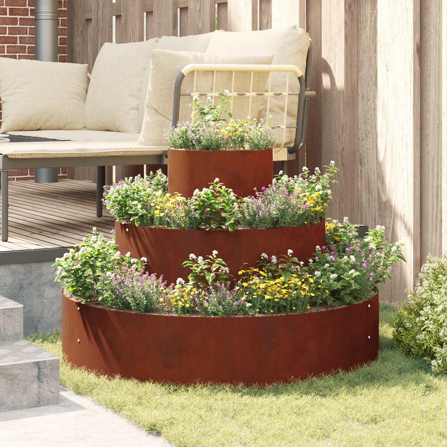 vidaXL Gartenblumentopf Braun 90 x 90 x 20 cm Cortenstahl