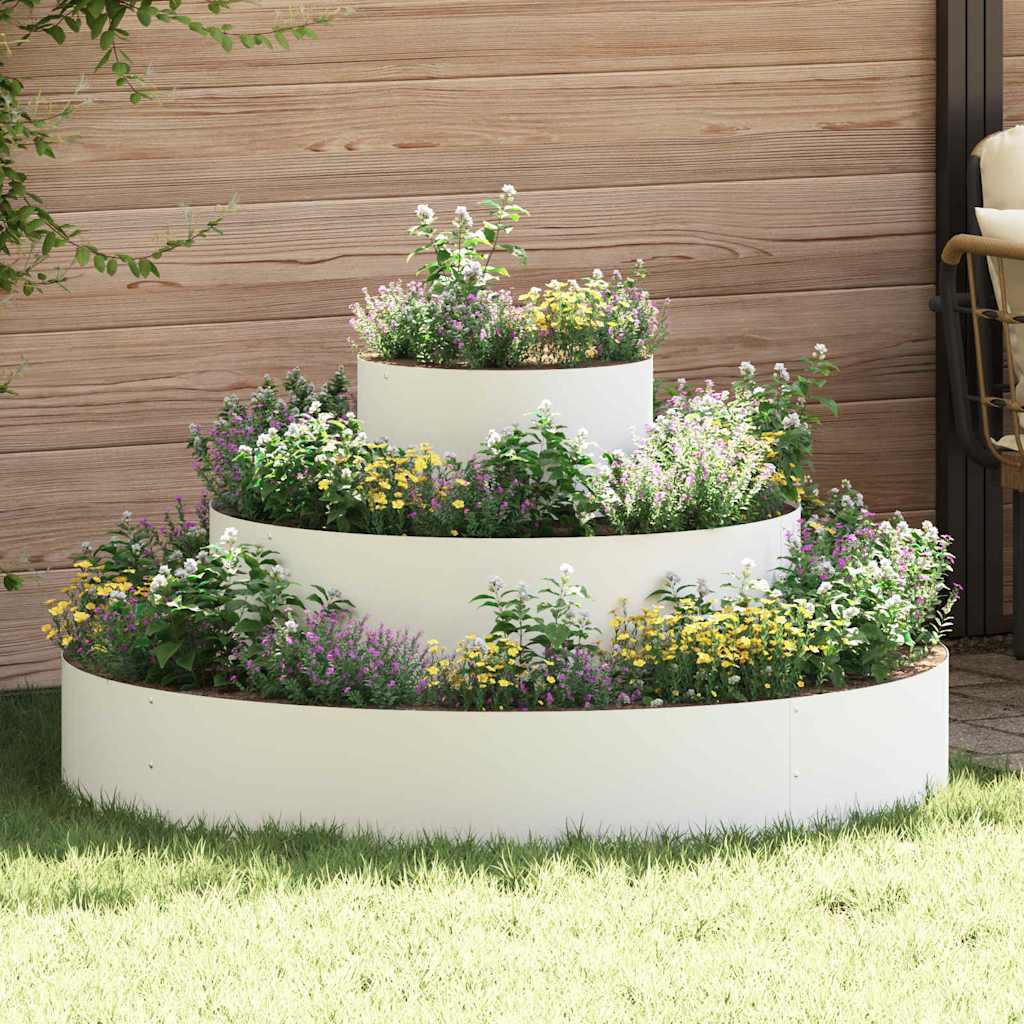 vidaXL Gartenblumentopf Weiß 120 x 120 x 20 cm Stahl