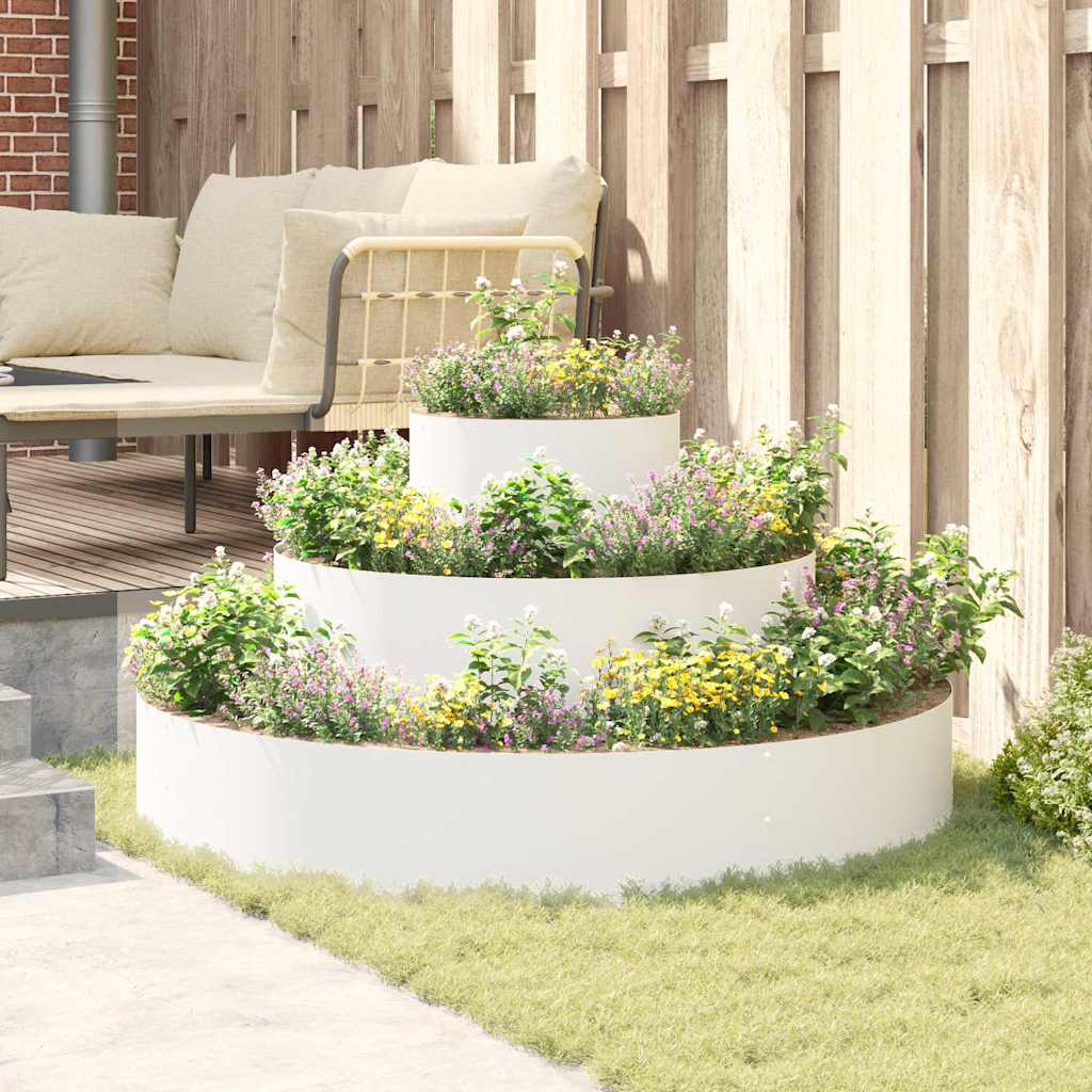 vidaXL Gartenblumentopf Weiß 120 x 120 x 20 cm Stahl
