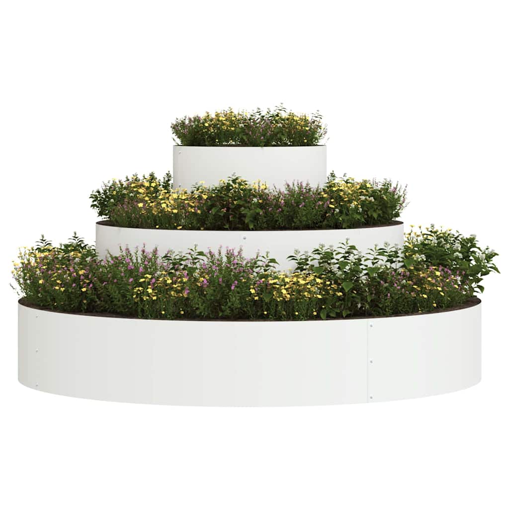 vidaXL Gartenblumentopf Weiß 120 x 120 x 20 cm Stahl