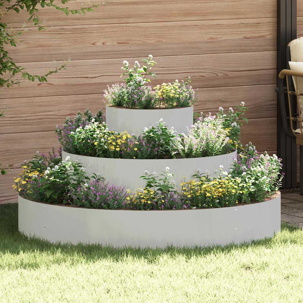 vidaXL Garten-Pflanzgefäß Silber 120 x 120 x 20 cm Edelstahl