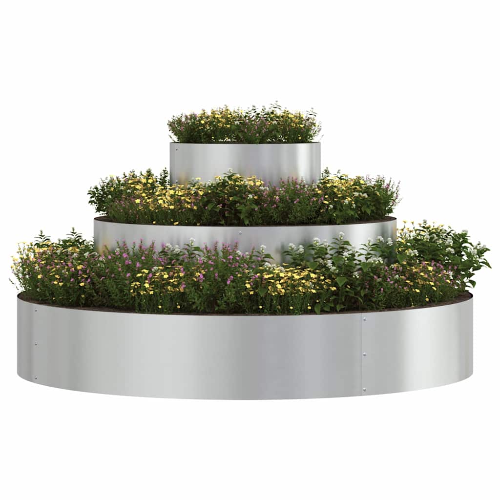 vidaXL Garten-Pflanzgefäß Silber 120 x 120 x 20 cm Verzinkter Stahl