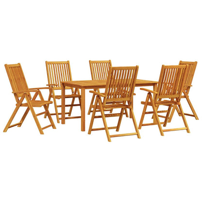 vidaXL Salon de jardin à dîner 7 pcs Bois d'acacia massif Marron