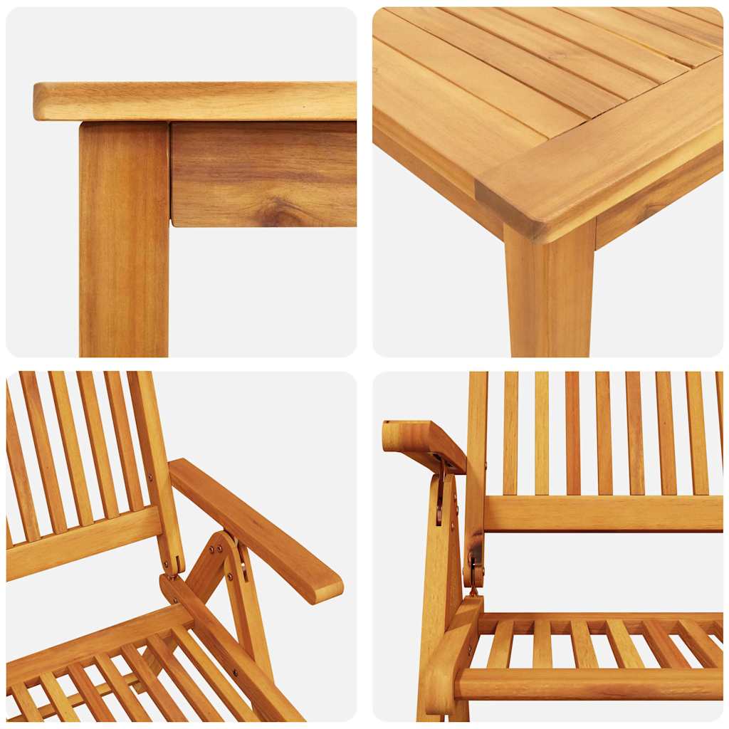 vidaXL Salon de jardin 7 pcs Marron Bois d'acacia massif