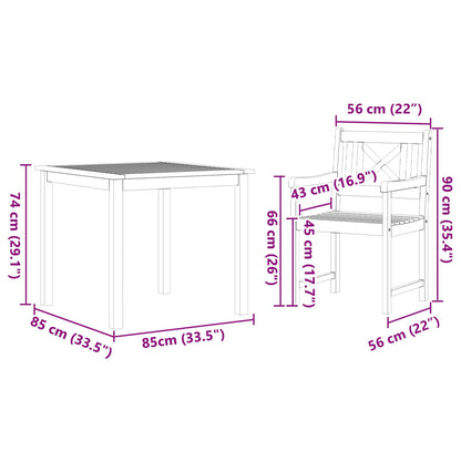 vidaXL Garten Essgruppe 5 pcs Braun Massivholz Akazie