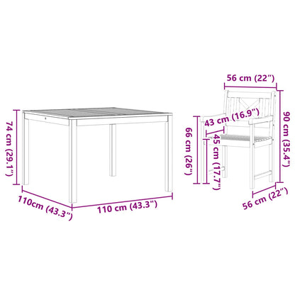 vidaXL Garten Essgruppe 3 pcs Braun Massivholz Akazie