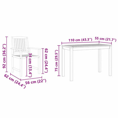 vidaXL Garten Essgruppe 3 pcs Braun Massivholz Akazie