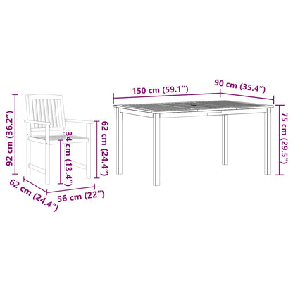 vidaXL Salon de jardin 5 pcs Bois d'acacia massif Marron