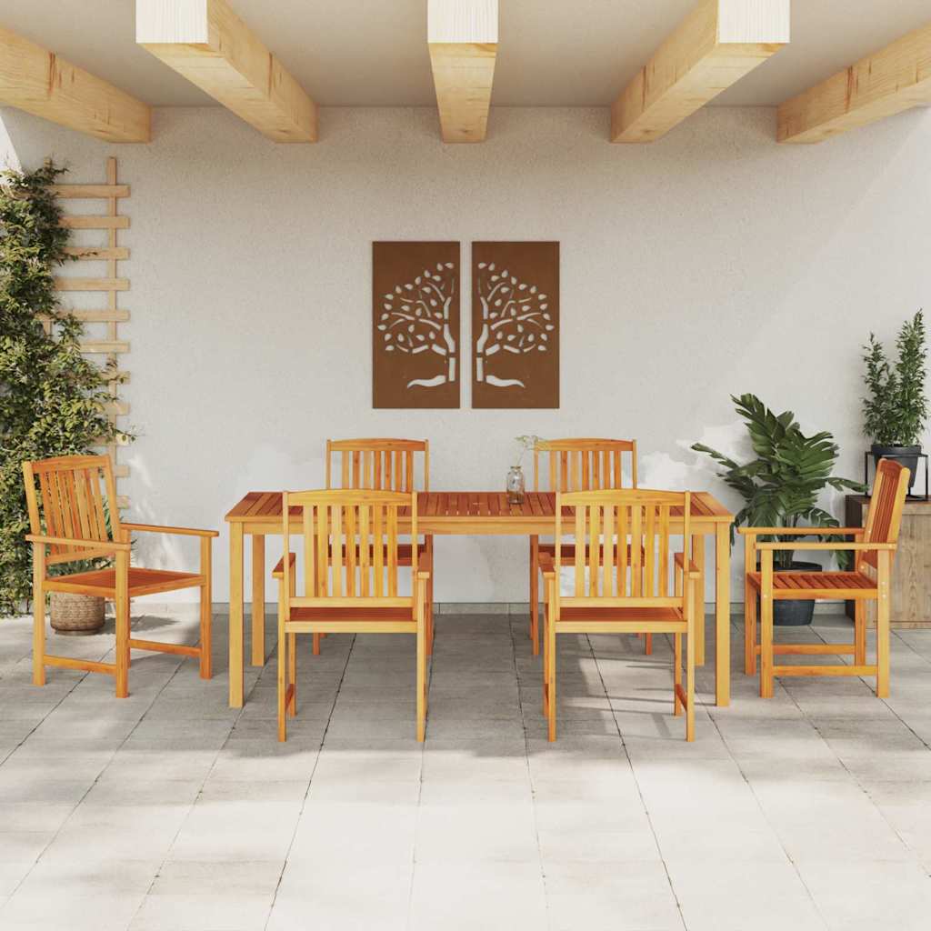 vidaXL Salon de jardin à manger 7 pcs Bois d'acacia massif marron