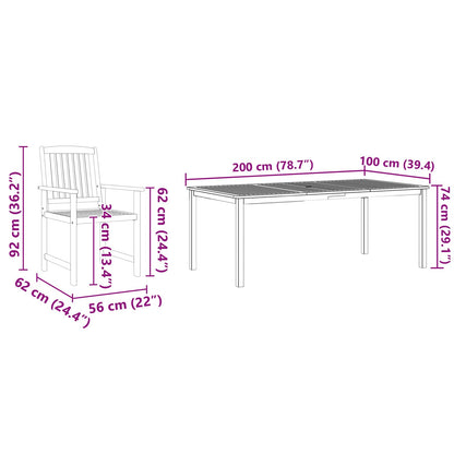 vidaXL Salon de jardin à dîner 9 pcs Bois d'acacia massif Marron