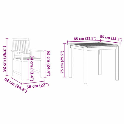 vidaXL Ensemble de salle à manger de jardin 3 pcs Bois d'acacia massif Marron