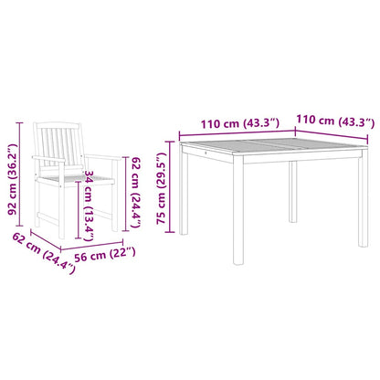 vidaXL Salon de jardin à manger 5 pcs Marron Bois d'acacia massif