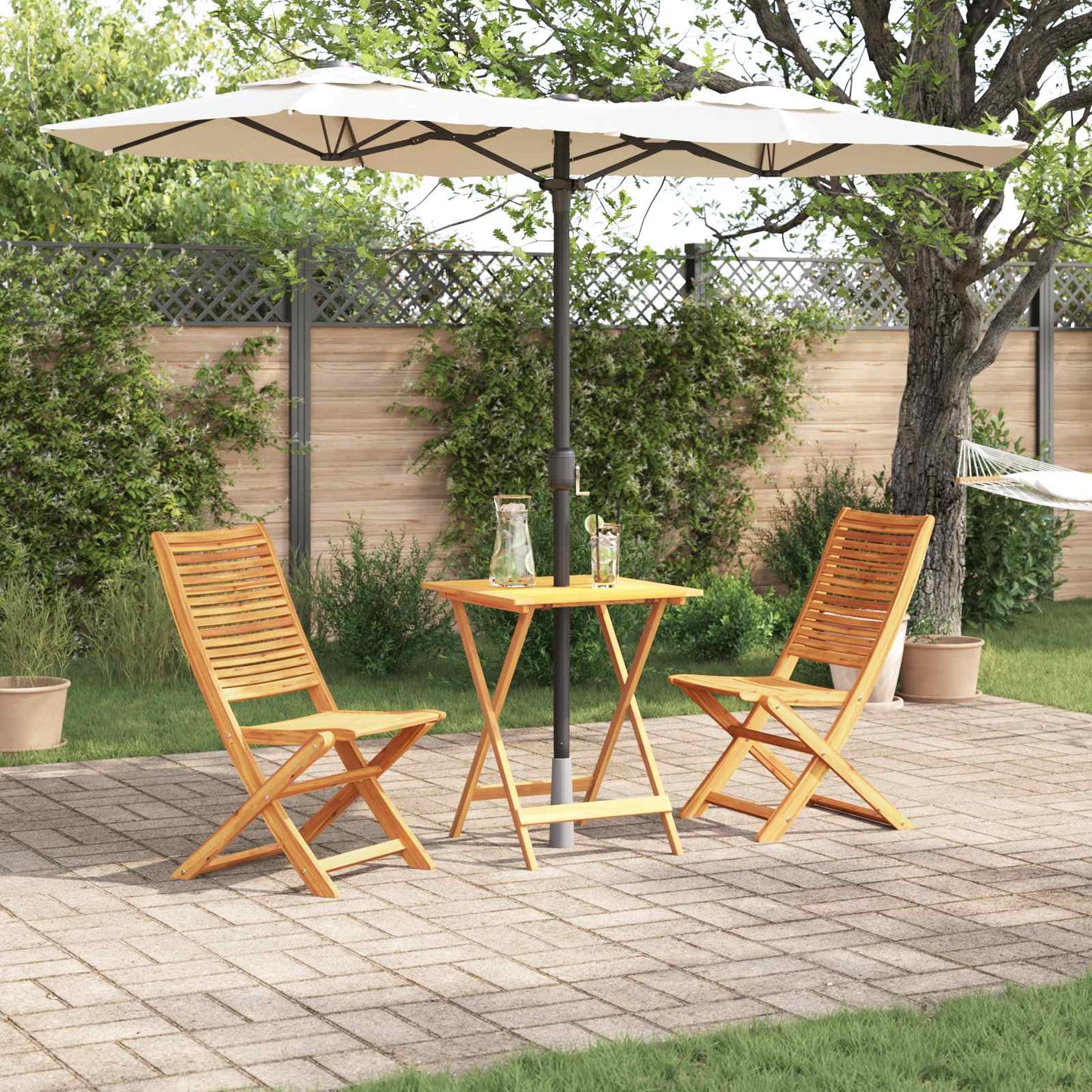 Klapp Bistro Set 3 pcs Braun Massivholz Akazie