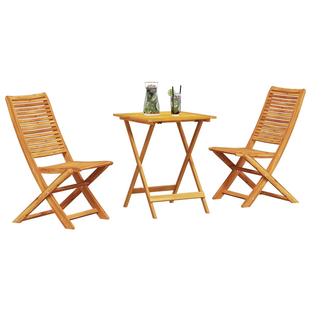 Klapp Bistro Set 3 pcs Braun Massivholz Akazie