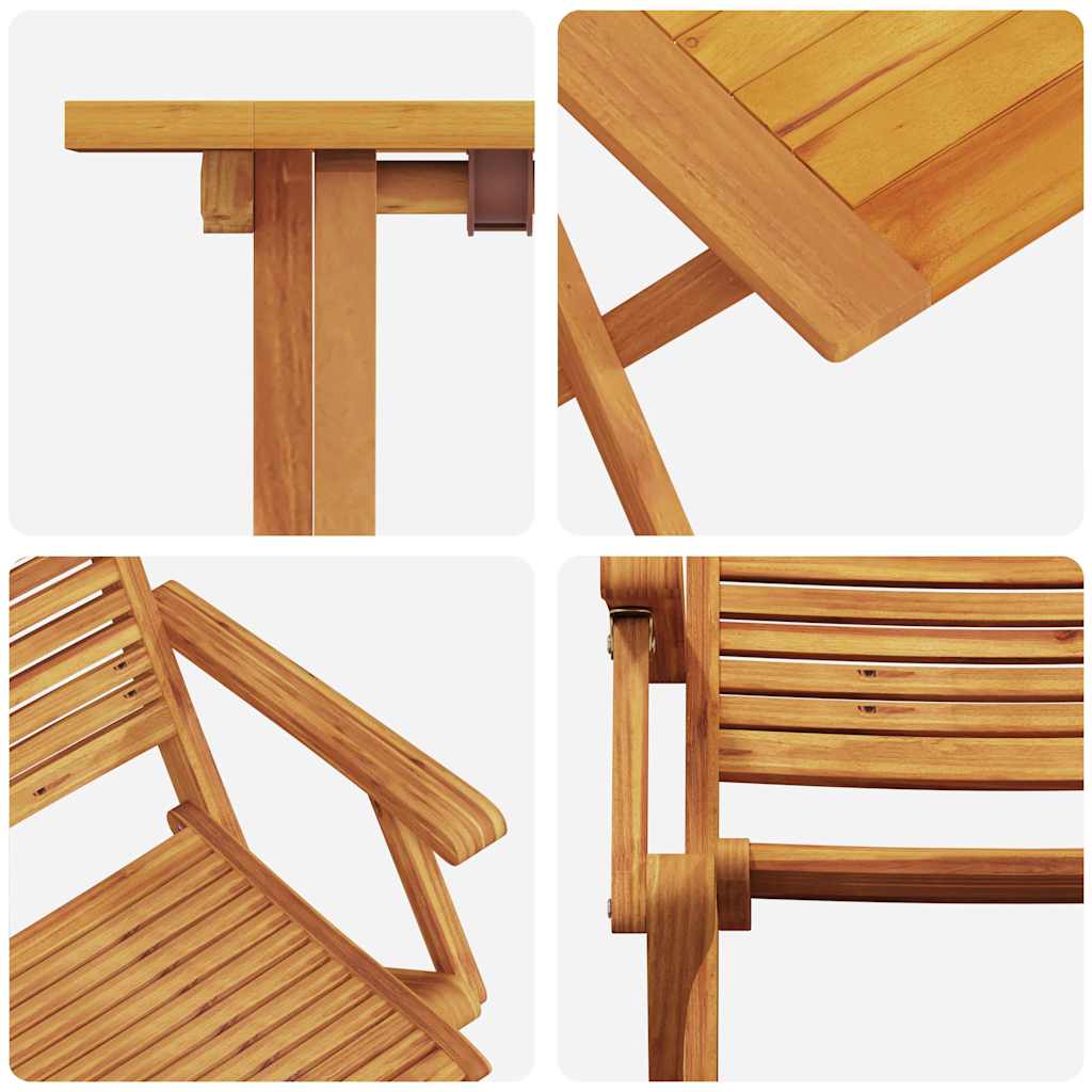vidaXL Klapp Bistro Set 3 pcs Braun Akazie Massivholz