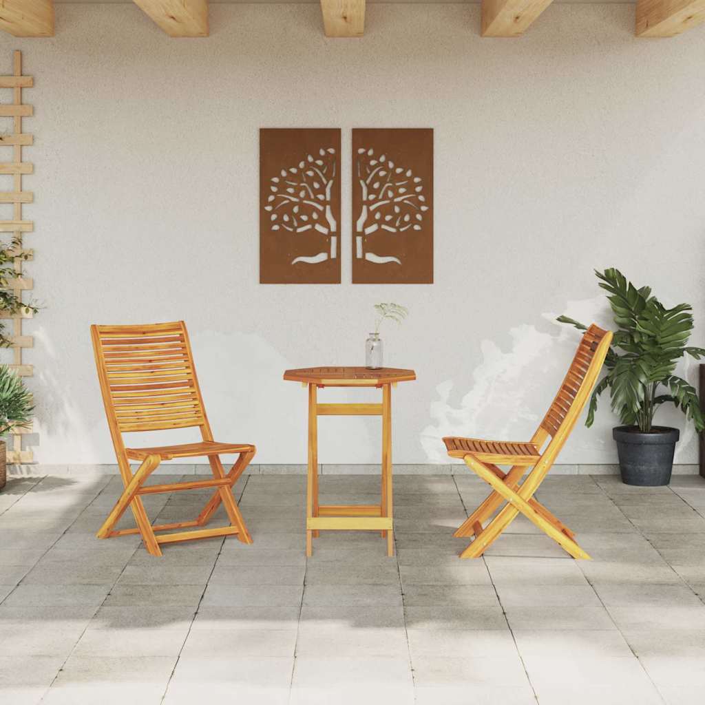 vidaXL Ensemble de bistro pliant 3 pcs Bois d'acacia massif Marron