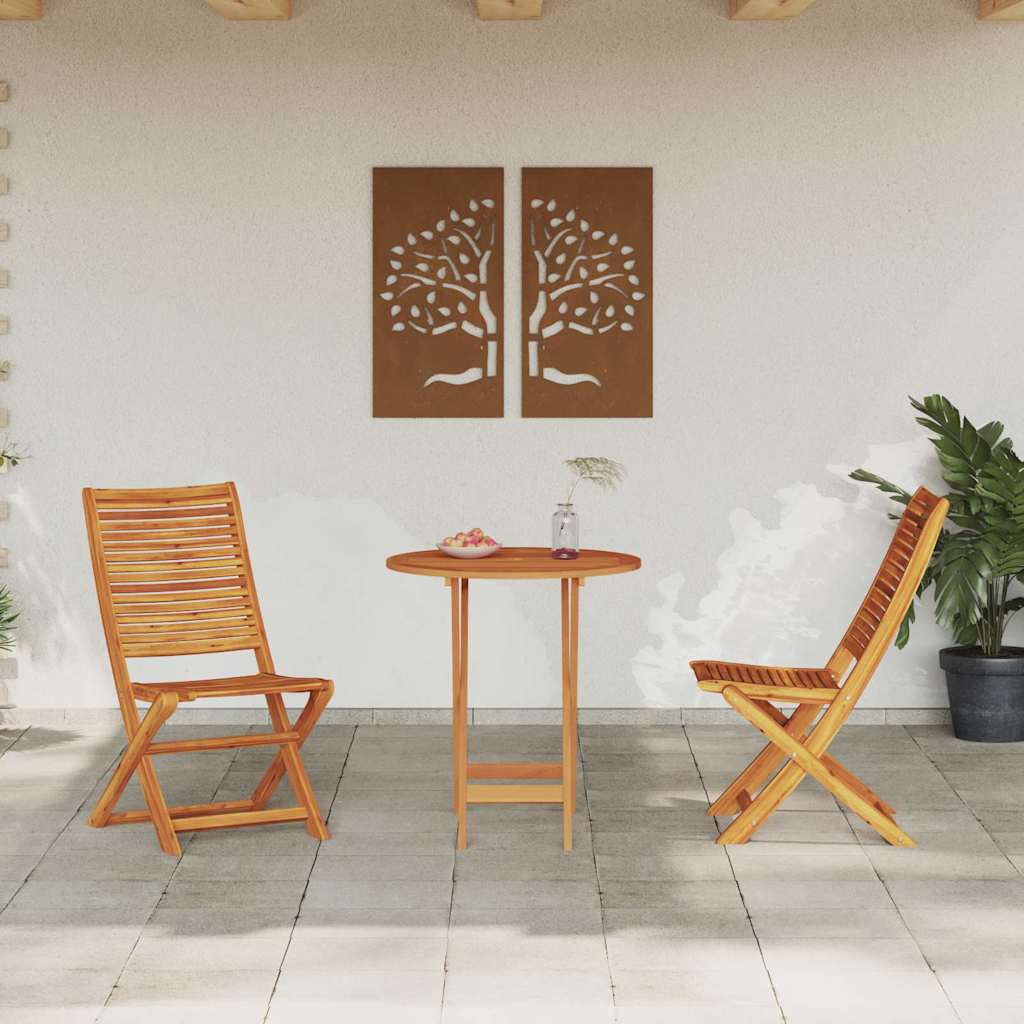 Klapp Bistro Set 3 pcs Braun Massivholz Akazie