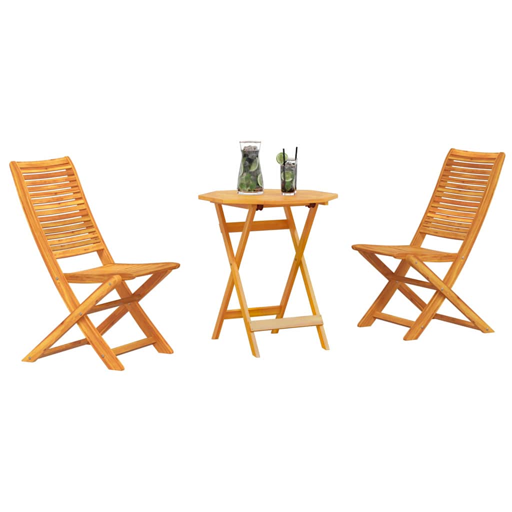 vidaXL Ensemble bistro pliable 3 pcs Bois d'acacia massif marron