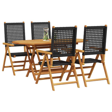 vidaXL Ensemble de salle à manger de jardin 5 pcs Noir Bois d'acacia massif