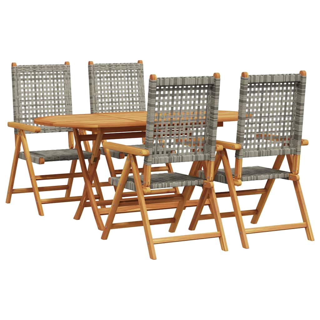 vidaXL Salon de jardin à manger 5 pcs Gris Bois d'acacia massif