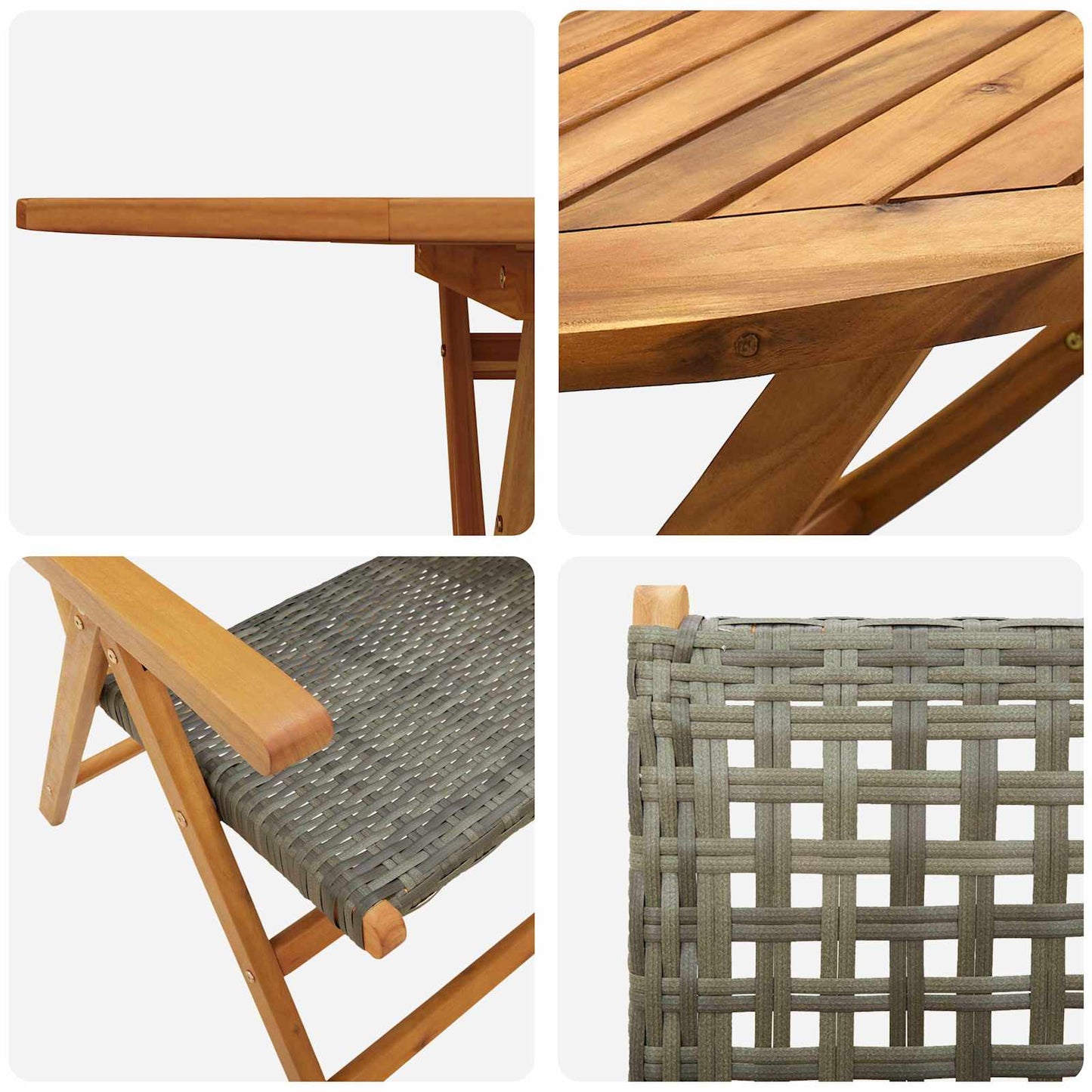 Garten Essgruppe 7 pcs Grau Massivholz Akazie