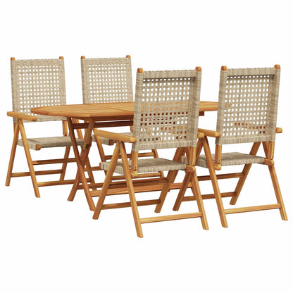vidaXL Salon de jardin 5 pcs Beige Bois d'acacia massif