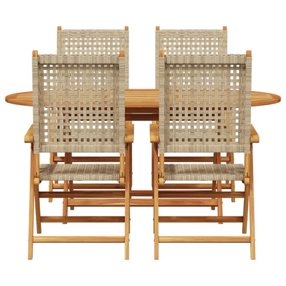 vidaXL Salon de jardin 5 pcs Beige Bois d'acacia massif