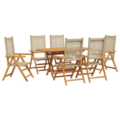 vidaXL Salon de jardin à dîner 7 pcs Beige Bois d'acacia massif