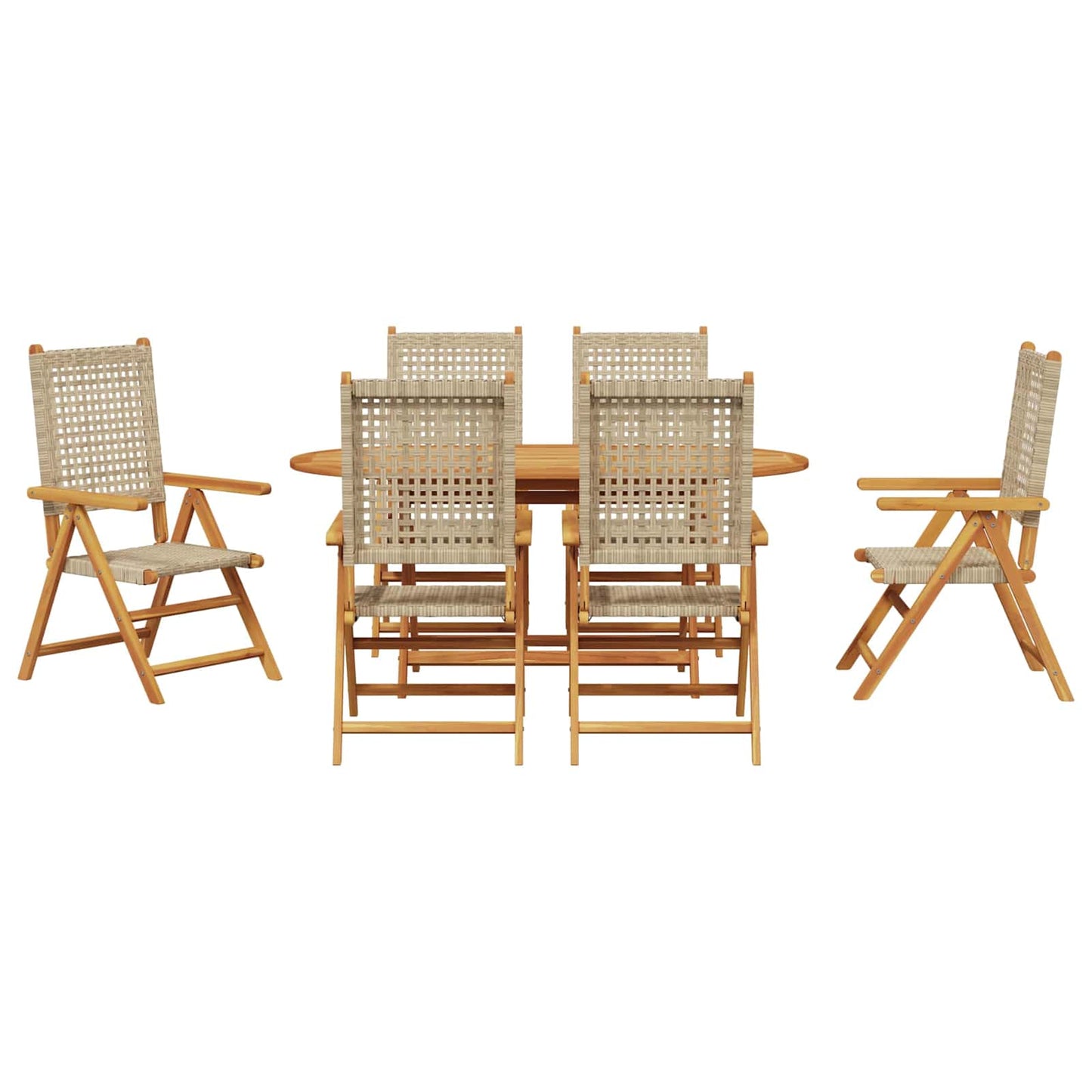 vidaXL Salon de jardin à dîner 7 pcs Beige Bois d'acacia massif