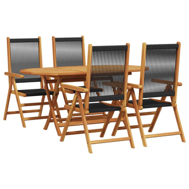 vidaXL Garten Essgruppe 5 pcs Schwarz Massivholz Akazie
