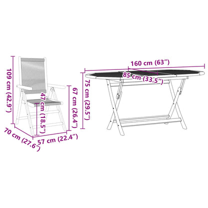 Garten Essgruppe 5 pcs Schwarz Massivholz Akazie