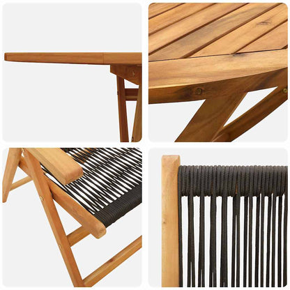 Garten Essgruppe 7 pcs Schwarz Massivholz Akazie