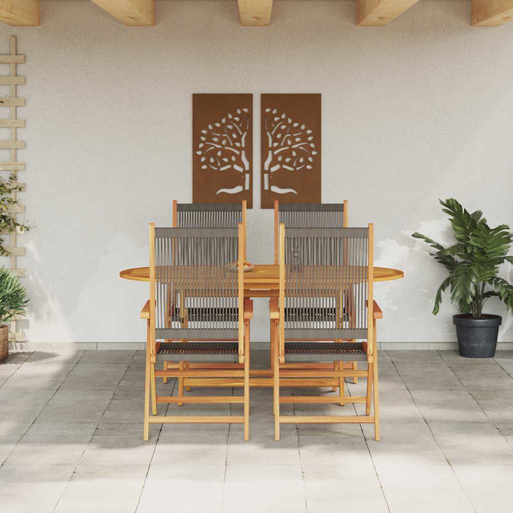 vidaXL Garten Essgruppe 5 pcs Grau Massivholz Akazie