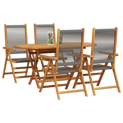 vidaXL Garten Essgruppe 5 pcs Grau Massivholz Akazie