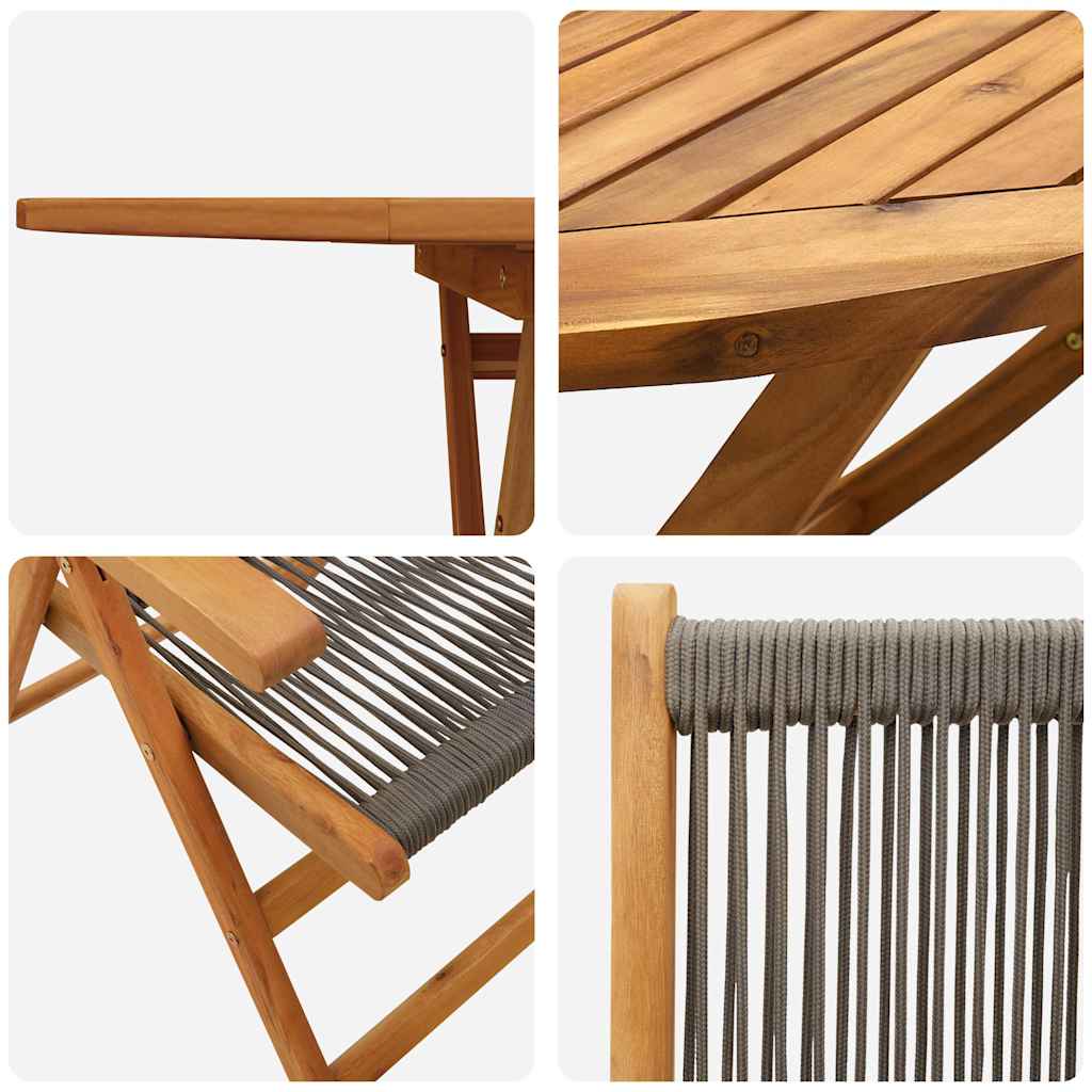 Garten Essgruppe 7 pcs Grau Massivholz Akazie