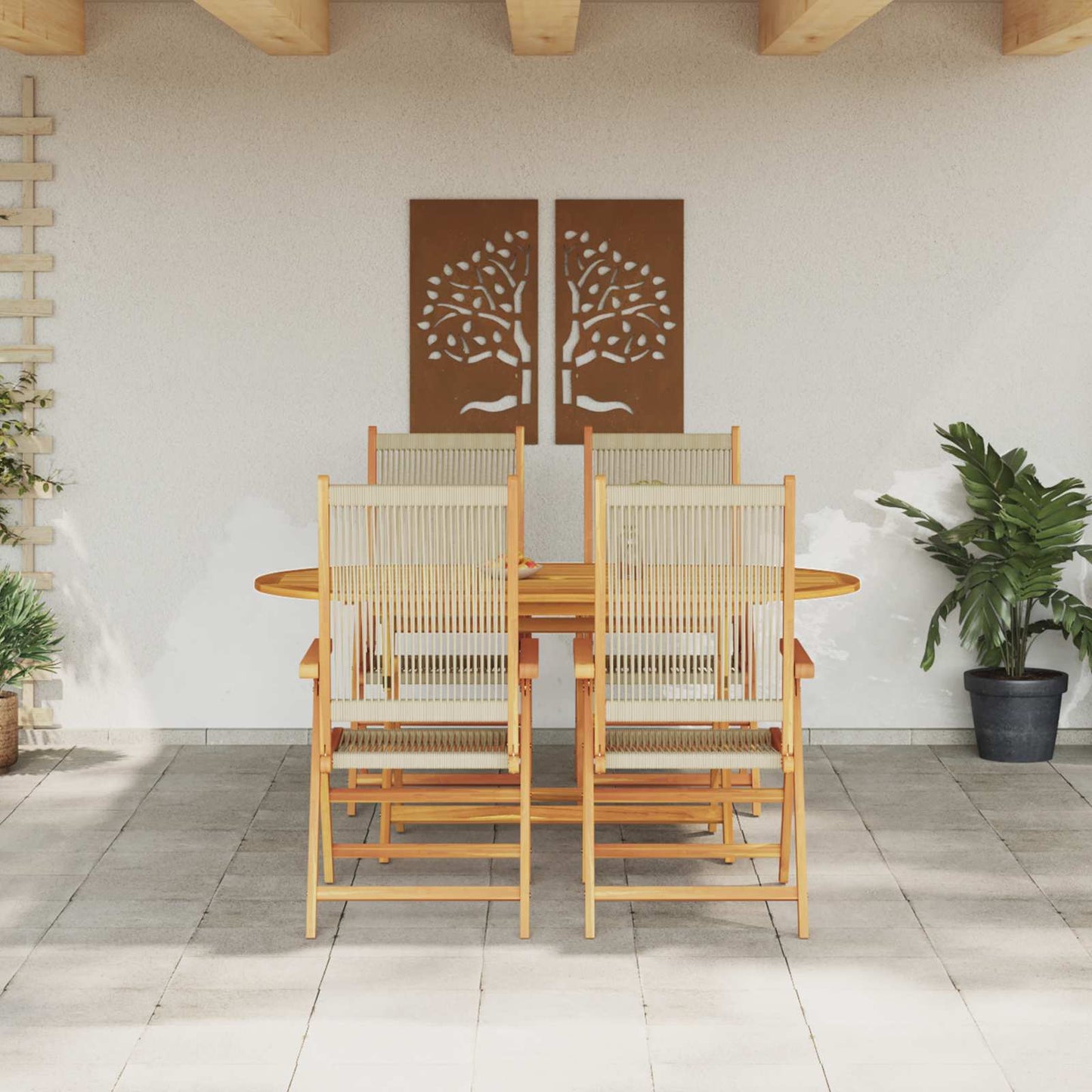 Garten Essgruppe 5 pcs Beige Massivholz Akazie