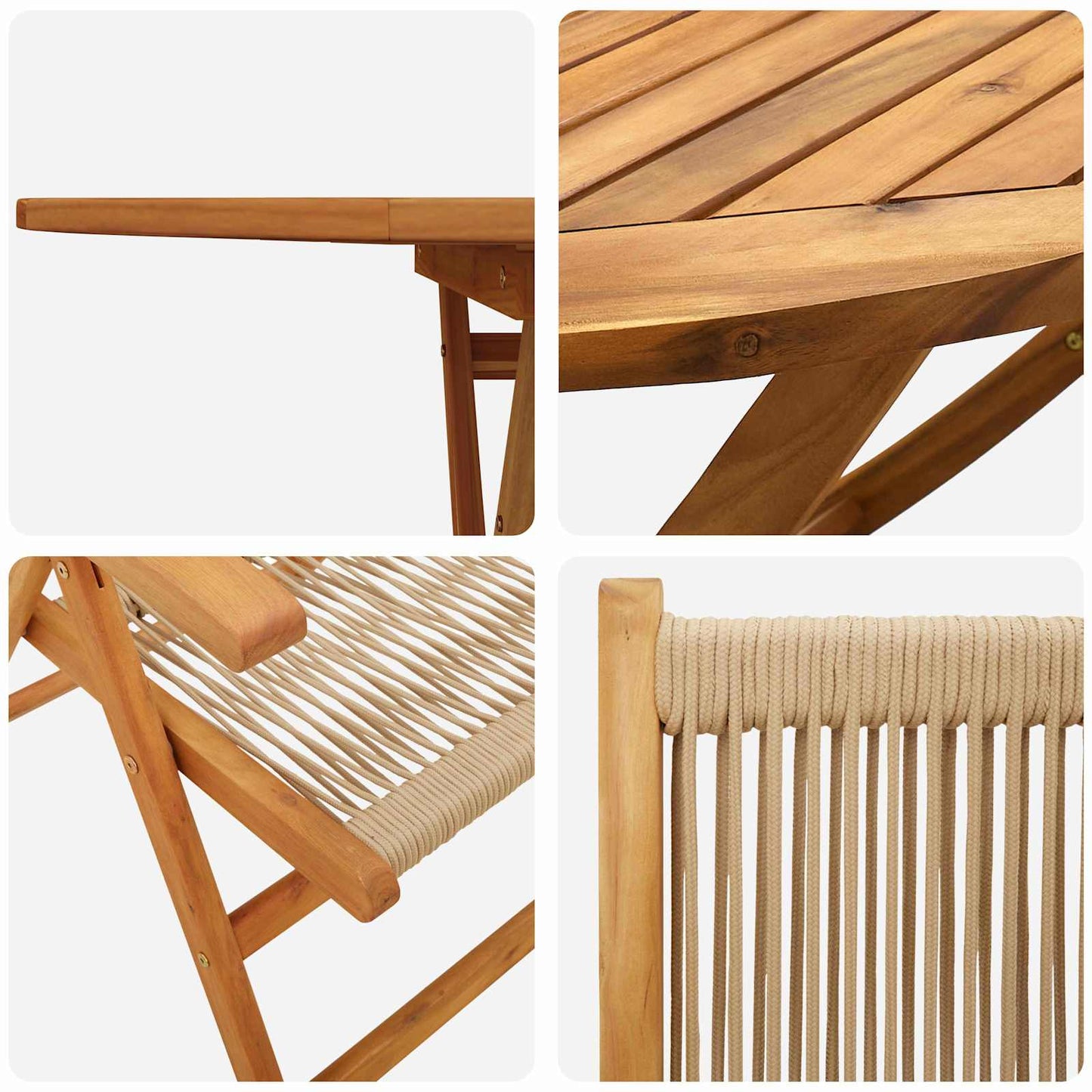 vidaXL Garten Essgruppe 7 pcs Beige Massivholz Akazie