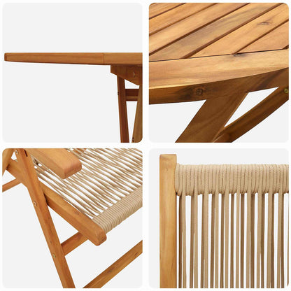 vidaXL Garten Essgruppe 7 pcs Beige Massivholz Akazie