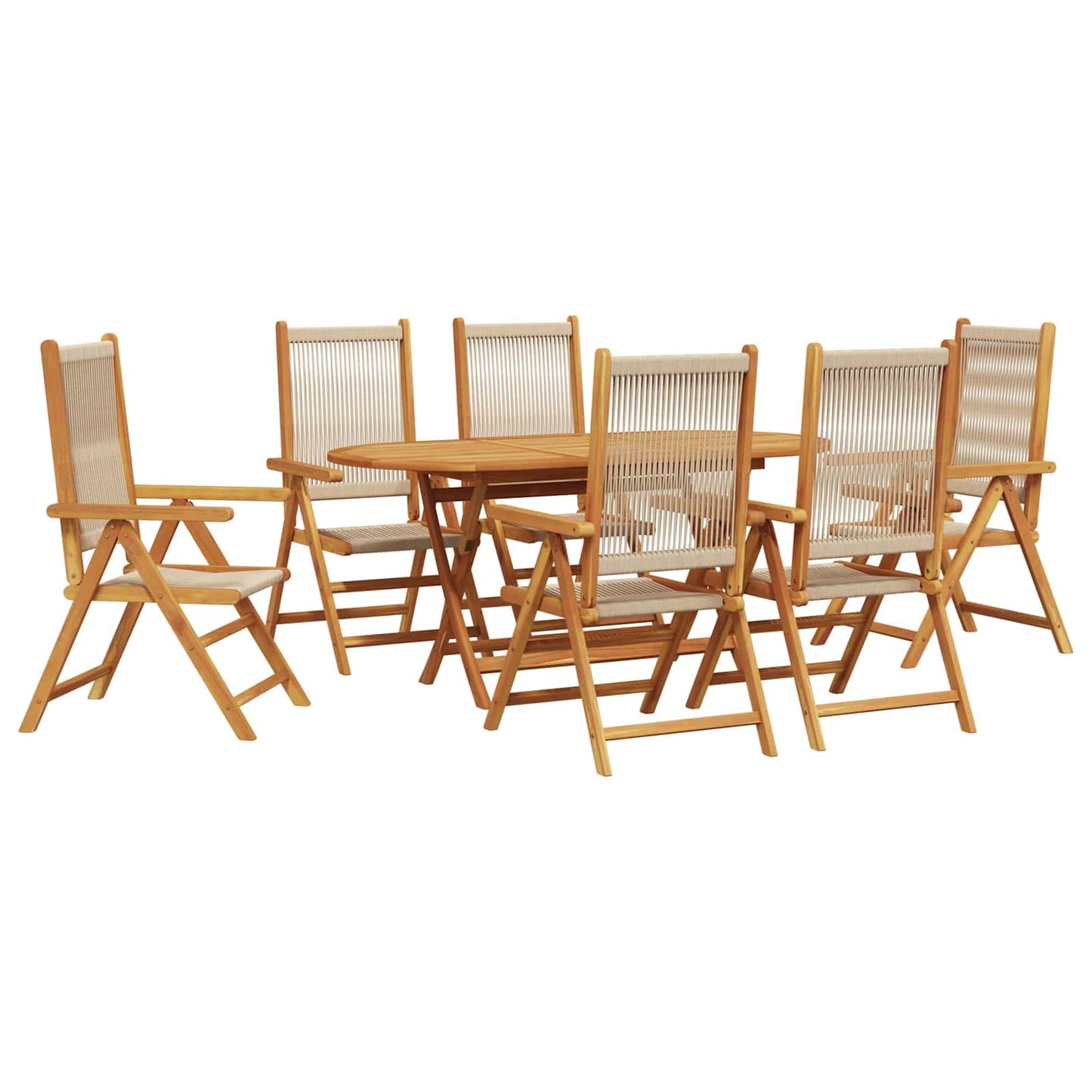 vidaXL Garten Essgruppe 7 pcs Beige Massivholz Akazie