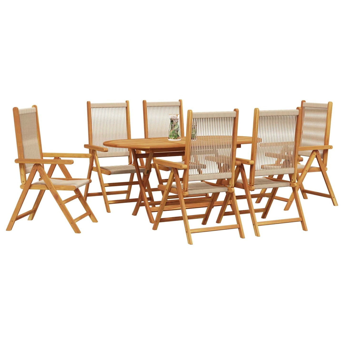 vidaXL Garten Essgruppe 7 pcs Beige Massivholz Akazie