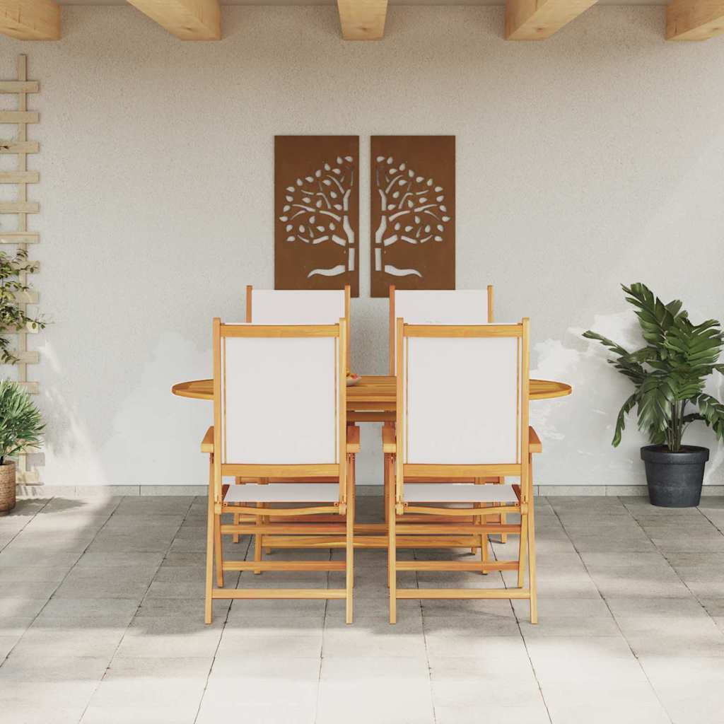 vidaXL Garten Essgruppe 5 pcs Cremeweiß Massivholz Akazie