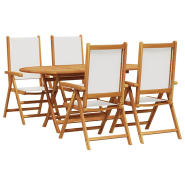 vidaXL Garten Essgruppe 5 pcs Cremeweiß Massivholz Akazie