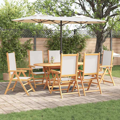 Garten Essgruppe 7 pcs Cremeweiß Massivholz Akazie