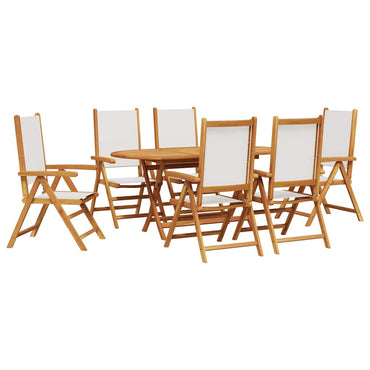 vidaXL Garten Essgruppe 7 pcs Cremeweiß Massivholz Akazie