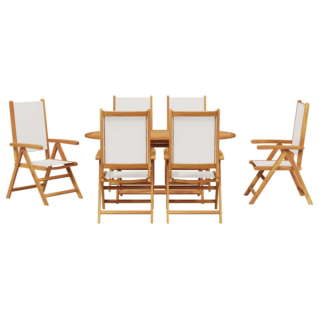 Garten Essgruppe 7 pcs Cremeweiß Massivholz Akazie
