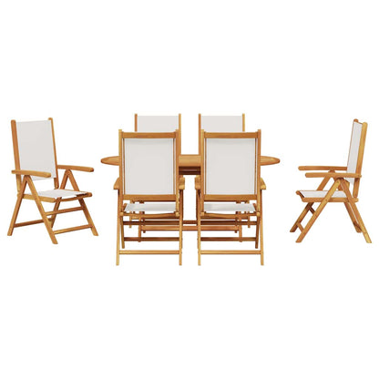 Garten Essgruppe 7 pcs Cremeweiß Massivholz Akazie