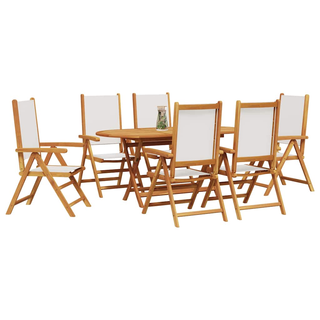 Garten Essgruppe 7 pcs Cremeweiß Massivholz Akazie