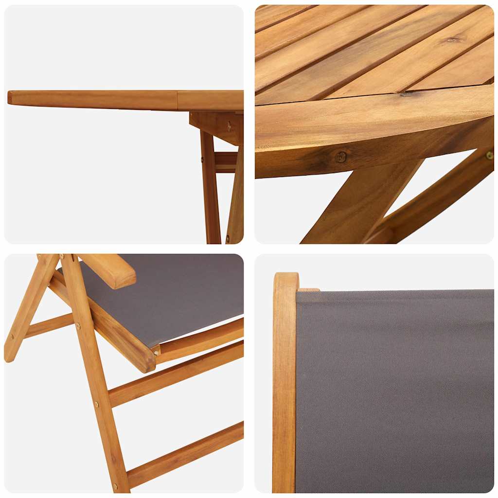 vidaXL Garten Essgruppe 5 pcs Anthrazit Massivholz Akazie