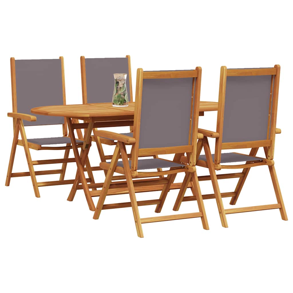 vidaXL Garten Essgruppe 5 pcs Anthrazit Massivholz Akazie
