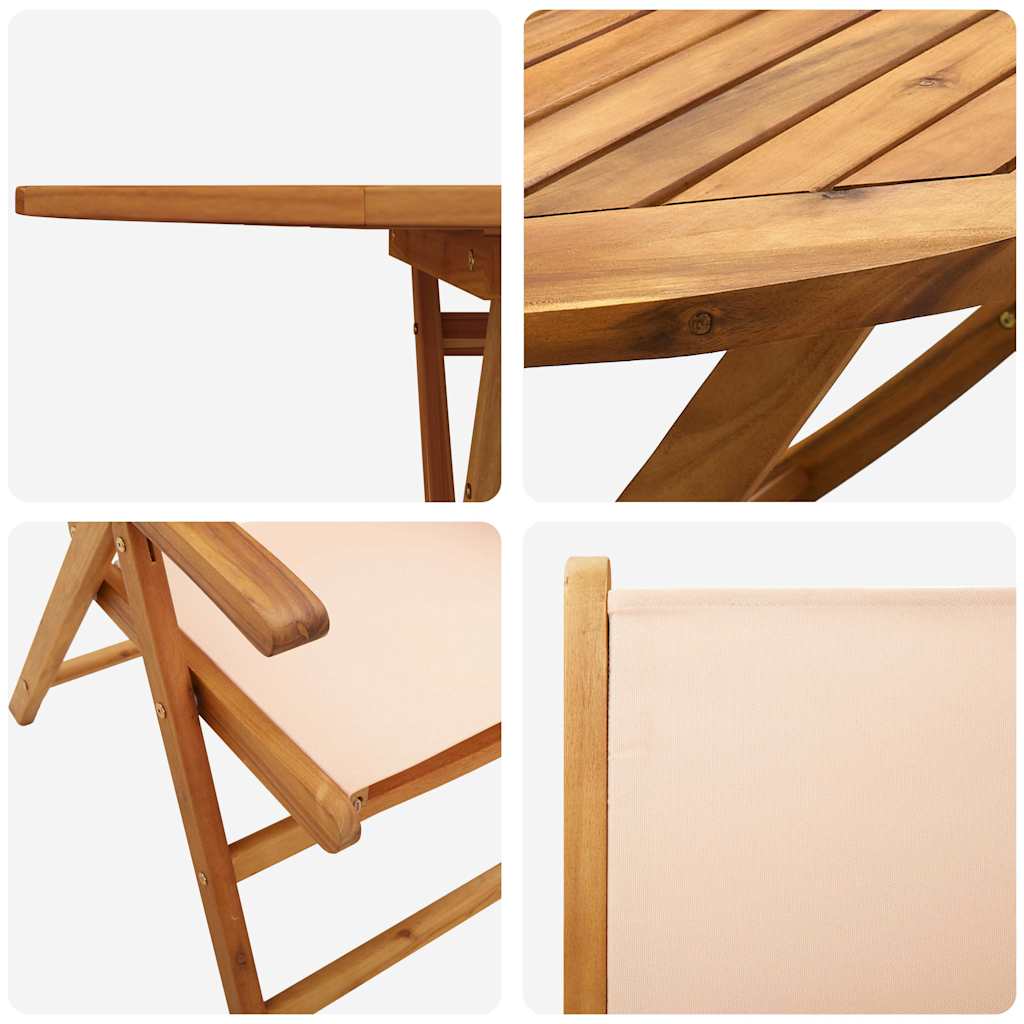 vidaXL Garten Essgruppe 7 pcs Beige Massivholz Akazie